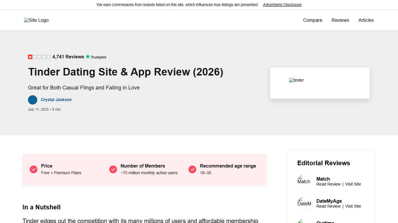Tinder Dating Site & App Review 2026 - Cost, Pros & Cons