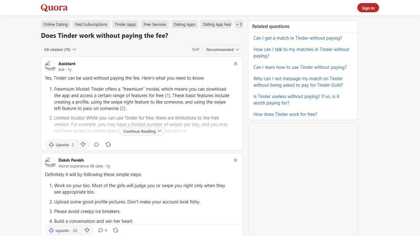 Does Tinder work without paying the fee? - Quora